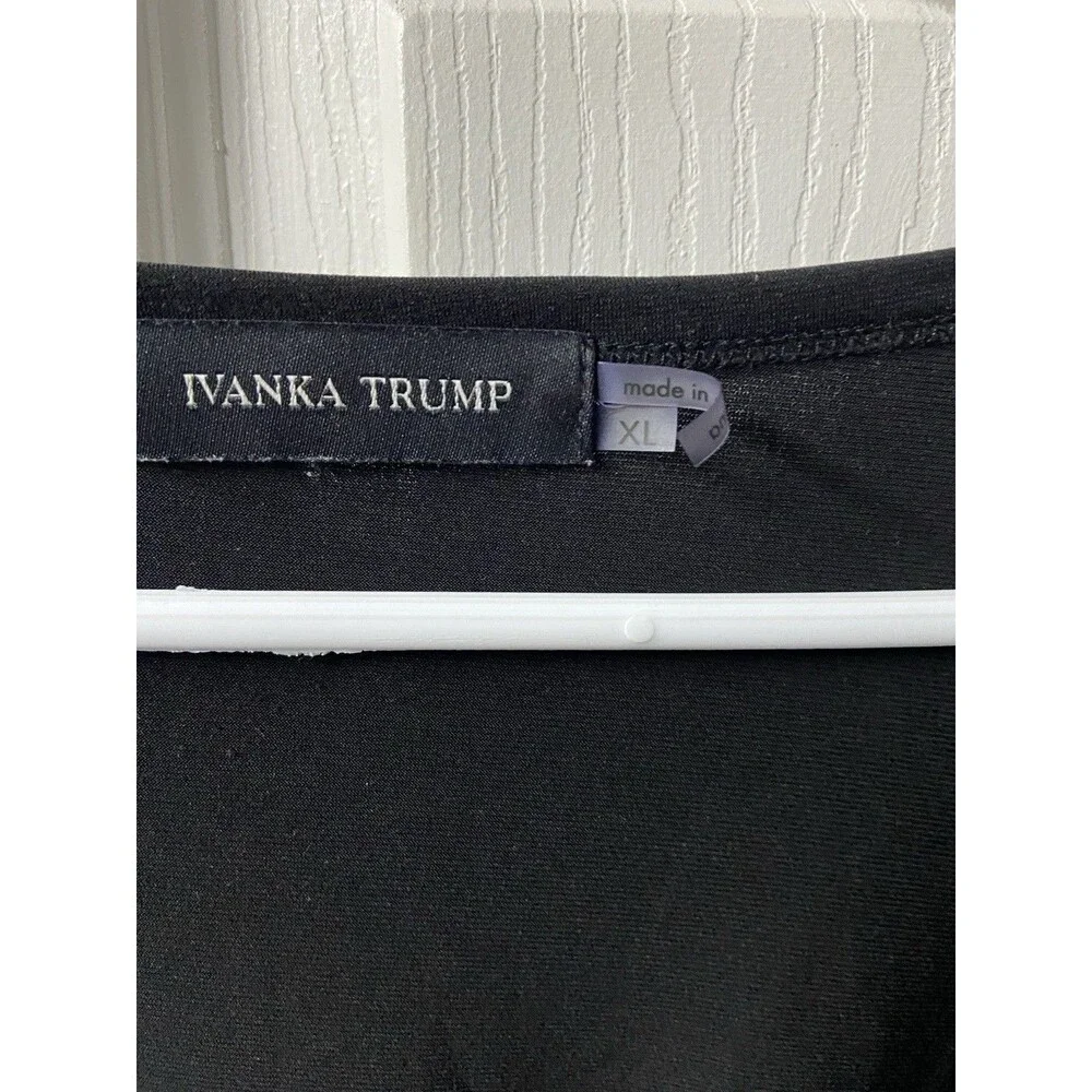 Ivanka Trump Knit Top women XL Black Stretch Waist Detail Capsule Popover Basic